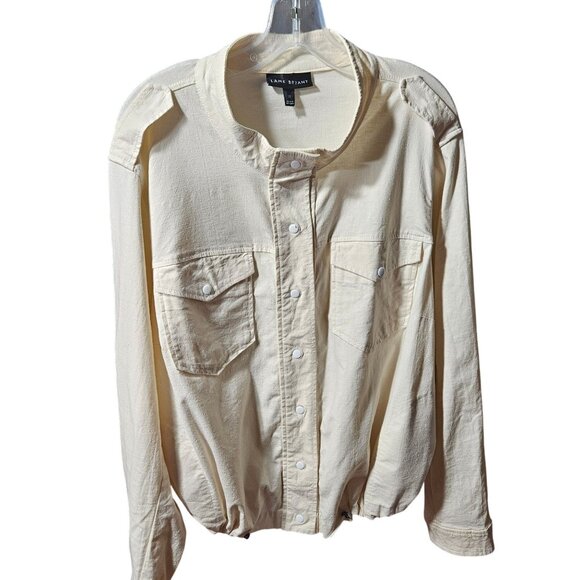 Lane Bryant Womens Plus Size Drawstring Hem Snap-Front Shirt Jacket - Size 22 - Picture 2 of 9